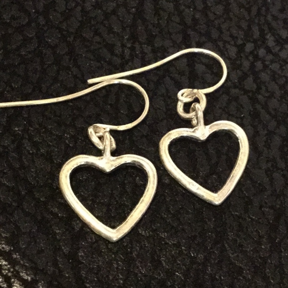 Sterling Silver heart dangle earrings